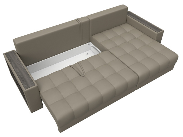 Диван угловой с декором и полкой Лига-050 НПБ Экокожа