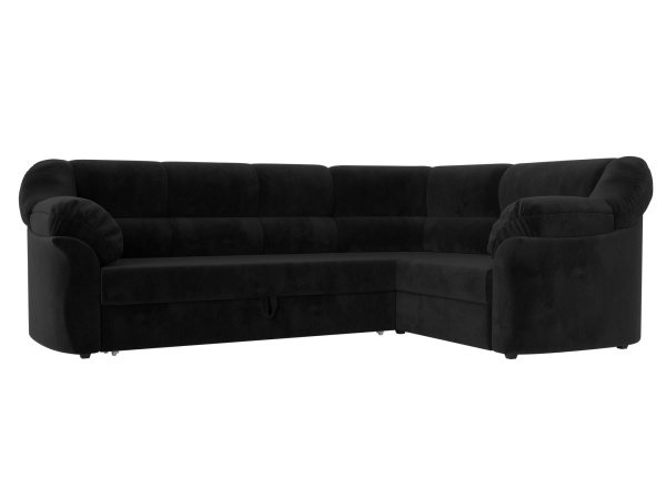 Диван угловой Карнелла правый угол Велюр (Черный)