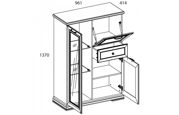Шкаф с витриной 1V2D1S SEVILLA