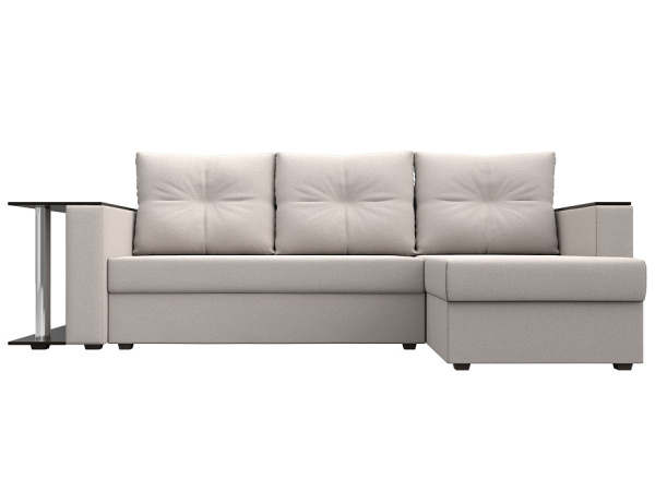 Диван угловой Атланта со столом правый угол Замша (JOLY 05 бежевый)