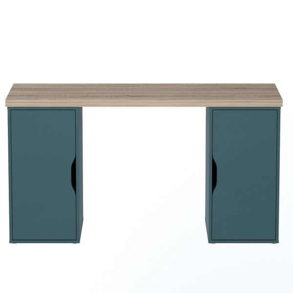 Стол письменный Ингар 2/ДВ/ДВ (Дуб Беленый/Серо-Бирюзовый)