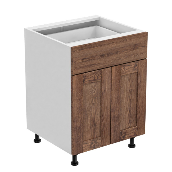 Шкаф Напольный 60x53x72 Глубокий + 1 ящик, 2 двери,   1 полка (Фасад Bergen коричневый)