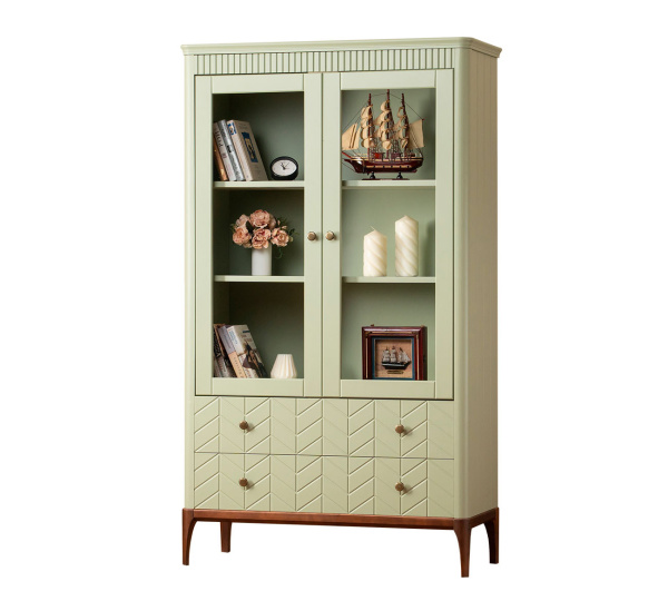 Шкаф книжный Вида №9 (Фасад Ёлка, Цвет Эмаль,  Высота ножек 180)