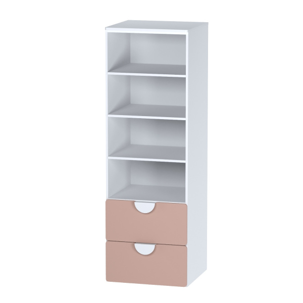 Стеллаж ПИКСИ с 2 выдвижными ящиками (Мечтательный пион)