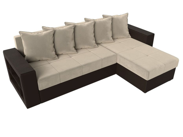 Диван угловой Дубай Лайт правый угол Микровельвет\Экокожа