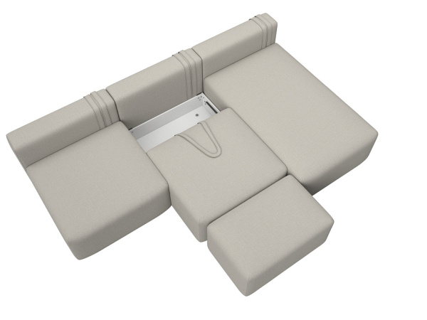 Диван угловой модульный с пуфом Лига-060 НПБ Лонг угол универсальный Рогожка