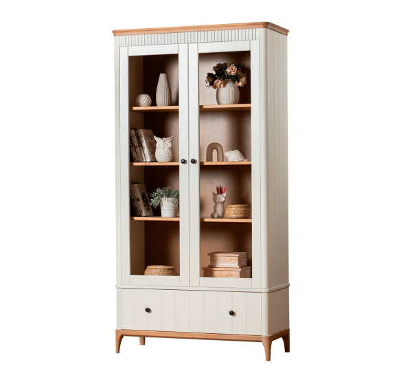 Шкаф книжный Вида №11 (Фасад Ёлка, Цвет Эмаль,  Высота ножек 180)