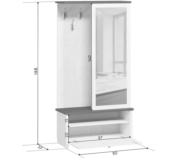 Шкаф с вешалкой ПОРТО PPK/95