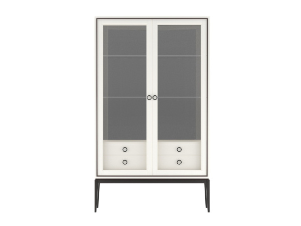 Витрина Nice двухдверная (Молочный/Черный)