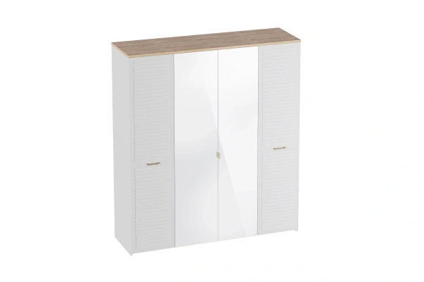 Шкаф четырехдверный Гавана (Цвет Дуб натуральный светлый / Белый матовый)