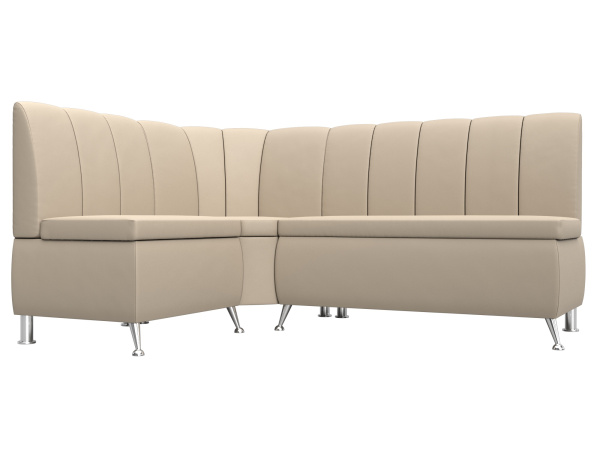 Диван кухонный угловой Кантри левый угол Экокожа (Бежевый)