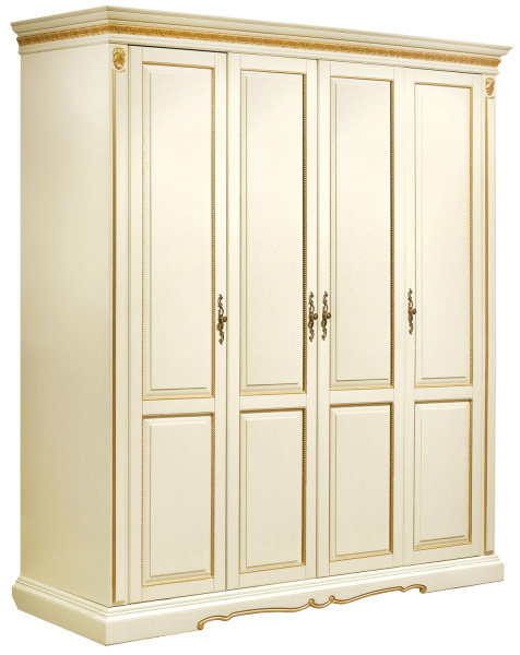 Шкаф Милана 02/1 П4.265.1.02(294.24) (Слоновая кость с золочением)