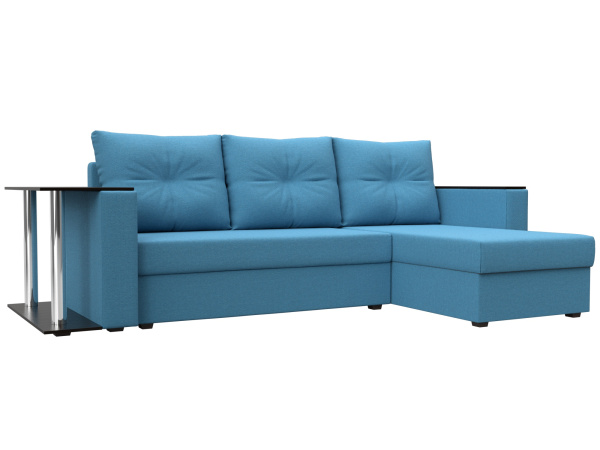 Диван угловой Атланта правый угол Рогожка (Амур 10 голубой)