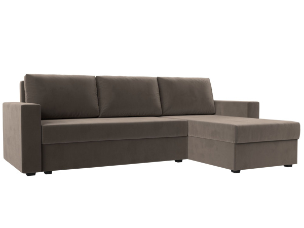 Диван угловой Траумберг Лайт правый угол Велюр (Коричневый)