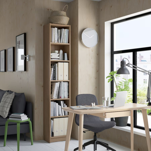 Стеллаж Варма 40, высокий узкий с шестью полками, дуб белёный