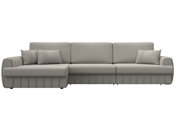 Диван угловой Лига-057 НПБ Лонг угол левый Рогожка (Амур 02 бежевый)