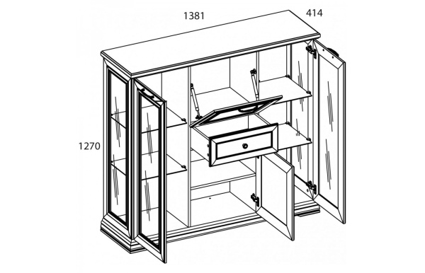 Шкаф с витриной 2V2D1S SEVILLA