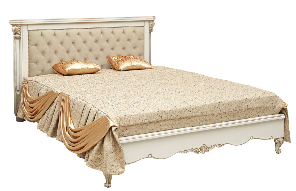Кровать двойная Альба (Слоновая кость с золочением 1600*2000)