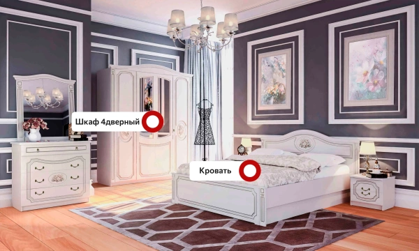 Спальный гарнитур Верона композиция 3 (Цвет Кофе 10 / Капучино)
