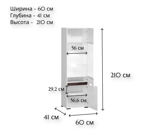 Шкаф AZTECA S205-REG1W1D/21/6