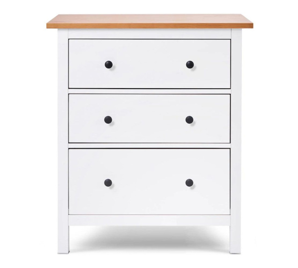 Комод 3 ящика MINI Кымор Hemnes (Цвет Белый/светло-коричневый)
