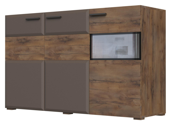 Тумба РИО 1500 (1500,3 дв., ЛДСП/МДФ, Таксус/Смоки Софт)