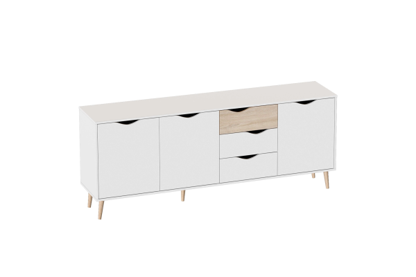 Комод 1.95 Соната (Цвет Белый фон / Дуб Сонома)