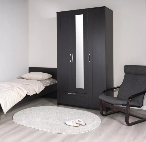 Шкаф СИРИУС трёхдверный с одним ящиком и зеркалом