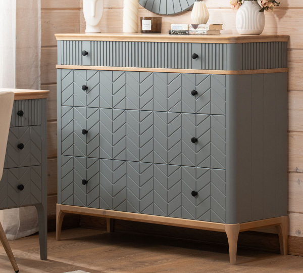 Комод Вида №20 (Фасад Ёлка, Цвет Эмаль,  Высота ножек 180)