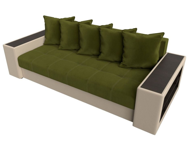 Диван прямой Дубай полки справа Микровельвет\Экокожа