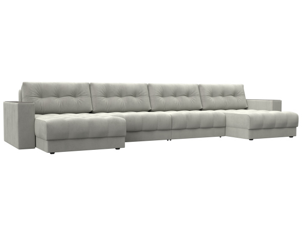 Диван П-образный с декором Лига-049 НПБ Лонг Велюр (TOWER 01 молочный)