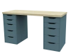 Стол письменный Ингар 2/55 140x75x55, дуб беленый/серо-бирюзовый