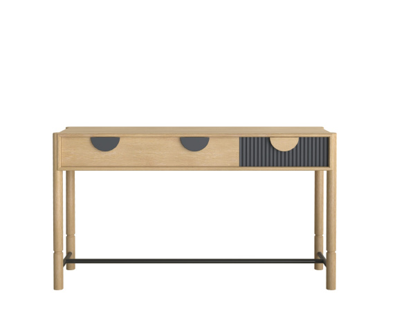 Консоль Oldem с 2 ящиками широкая (Дуб натуральный/графитовый серый)