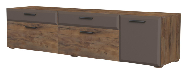 Тумба ТВ РИО 3 двери (2000, 3 дв., ЛДСП/МДФ, Таксус/Смоки Софт)