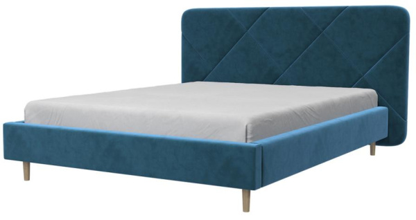 Кровать двуспальная Лима (СТАНДАРТ, 3 ВАРИАНТ глубокий синий Без подъемного механизма 1600х2000)