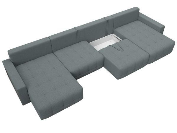 Диван П-образный с полками Лига-053 НПБ Лонг Рогожка