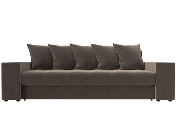 Диван прямой Дубай полки справа Велюр (Коричневый)