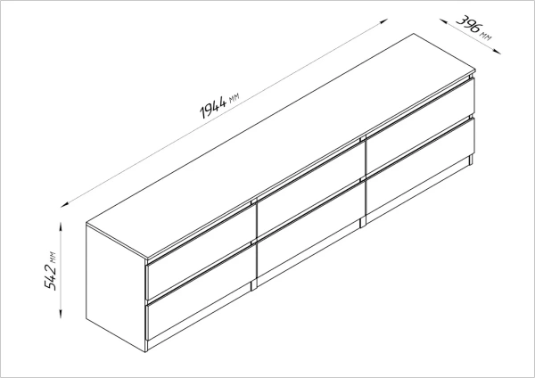 Тумба КАСТОР длинная с шестью ящиками