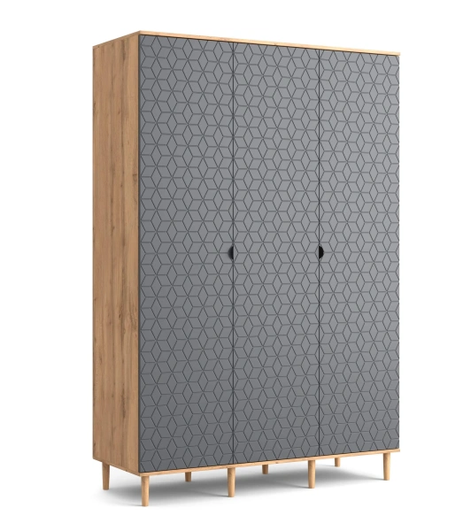 Шкаф трехдверный Денвер (Цвет Дуб вотан / Графит)