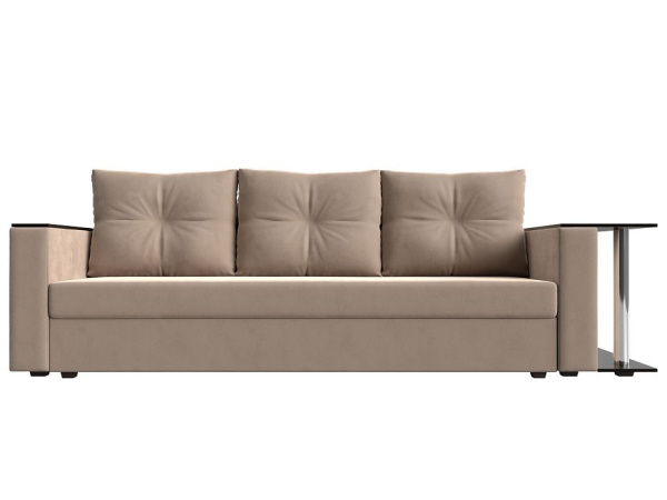 Диван прямой Атланта со столом справа Велюр (Бежевый)