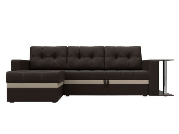 Диван угловой Атланта М левый угол Экокожа (Коричневый\Бежевый)