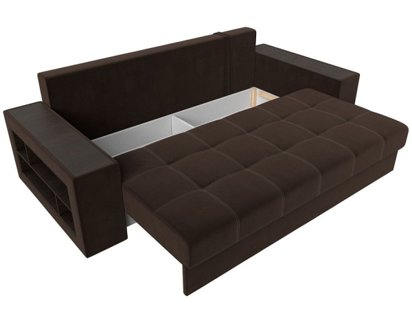 Диван прямой Дубай полки слева Микровельвет