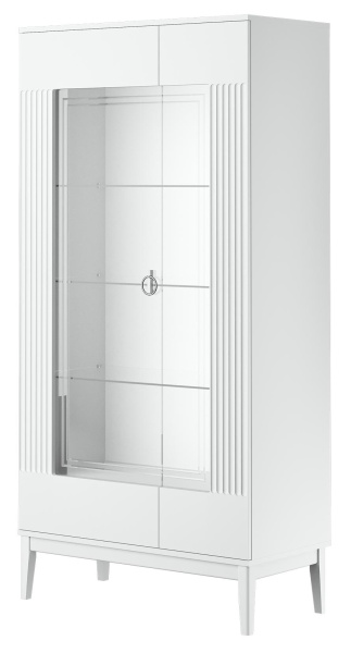 Шкаф с витриной Фарго двухдверный (ЛДСП Белый снег/Лак Белый)