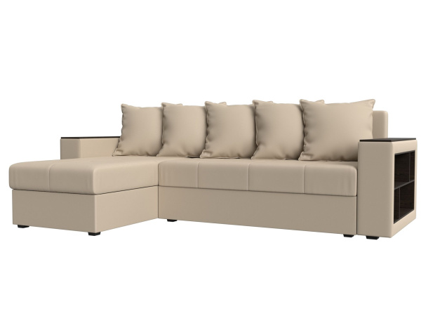 Диван угловой Дубай Лайт левый угол Экокожа (Бежевый)
