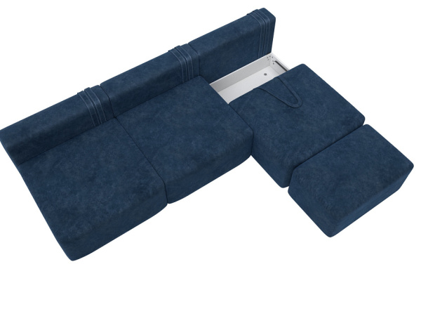 Диван угловой модульный с пуфом Лига-060 НПБ Лонг угол универсальный Велюр