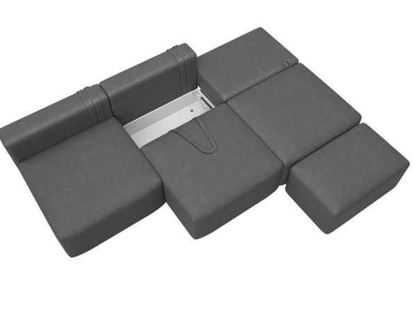 Диван прямой модульный с пуфом Лига-060 НПБ Лонг Замша