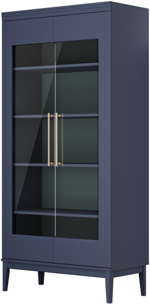 Шкаф с витриной Джали 2 двери (ЛДСП Ночное небо/МДФ (лак) Тёмный лазурный.)