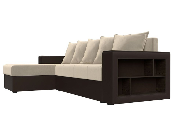 Диван угловой Дубай Лайт левый угол Микровельвет\Экокожа