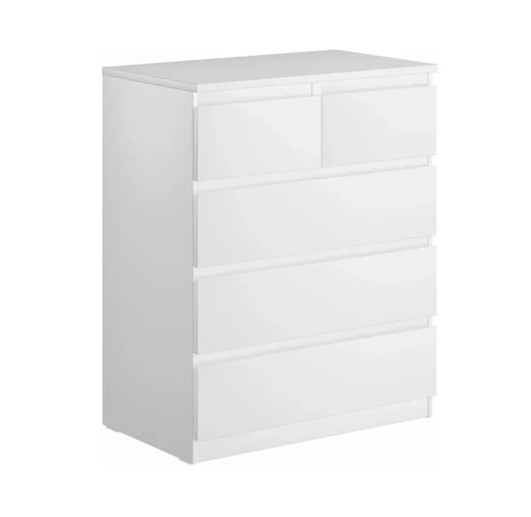 Комод МАЛЬТА высокий с пятью ящиками (белый)