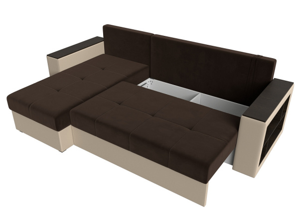 Диван угловой Дубай Лайт левый угол Микровельвет\Экокожа